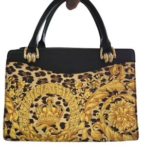 AUTHENTIC Gianni Versace 90s Sunburst Baroque & Leopard Bag Original Strap MINT